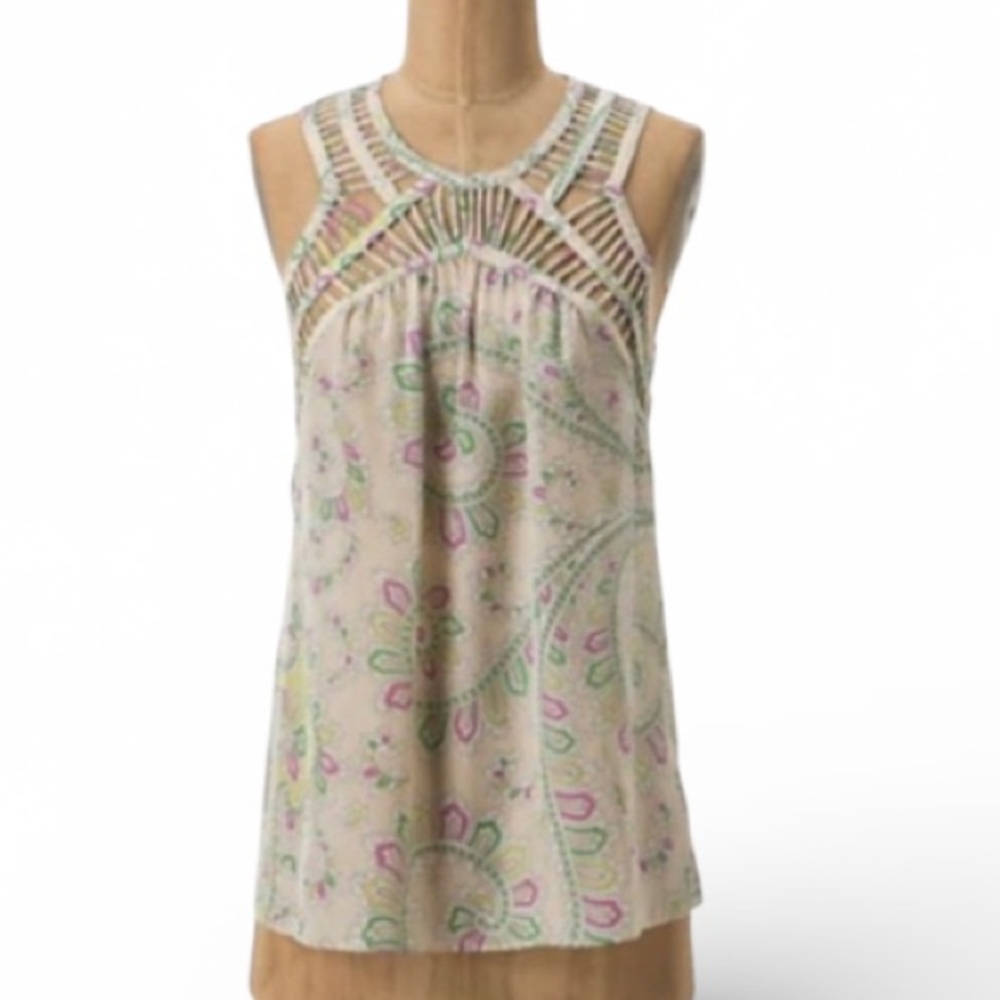 Anthropologie Leifnotes Idella Silk Paisley Print Tank Top Size 0